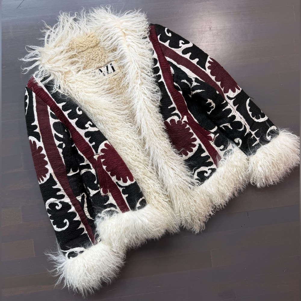 Zazi vintage Mongolian lamb designer suzani jacket